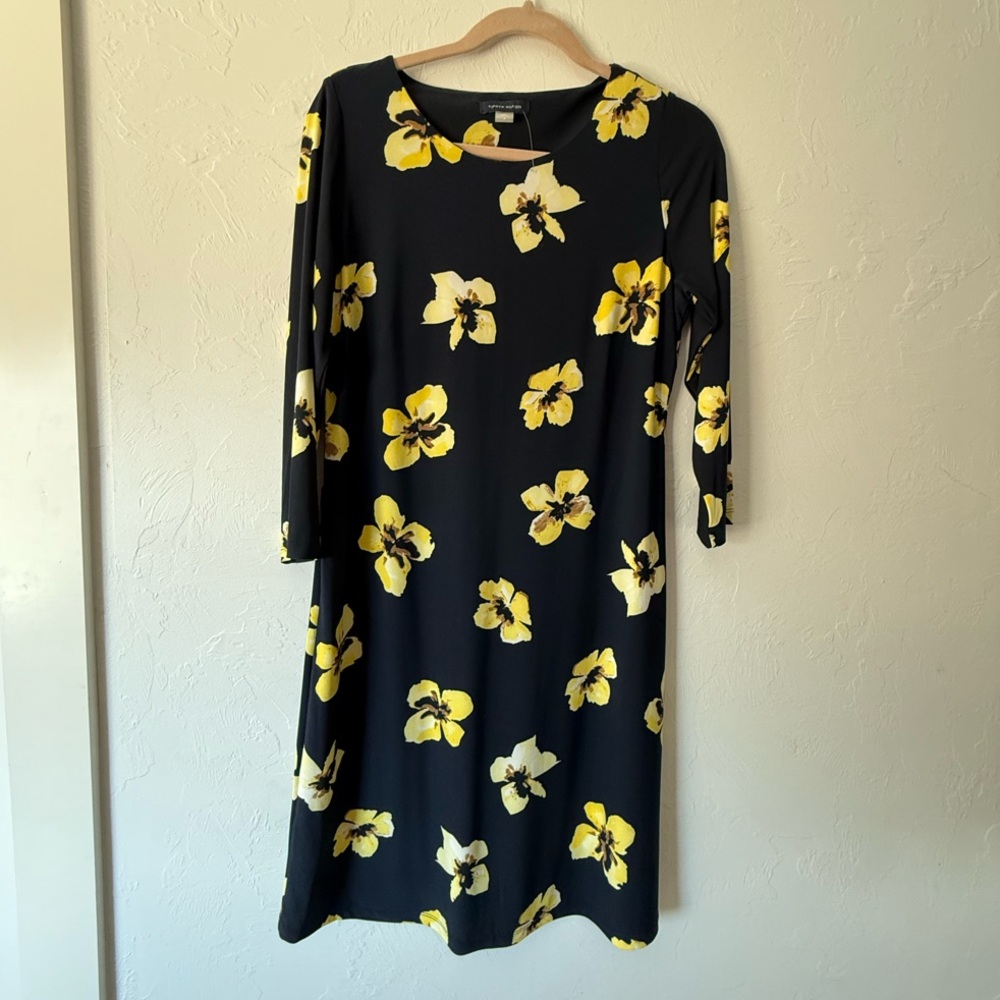 Tommy Hilfiger Floral Black and Yellow Dress 8